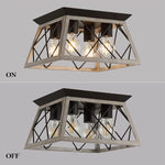 4 light farmhouse ceiling light fixture semi flush mount ceiling lamp rust square island lighting