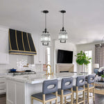 12 Inch light bulbs stripe glass/Black dining light fixtures metal pendant light