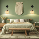 2 Pack wall sconces black wall lighting bamboo, metal wireless wall sconce