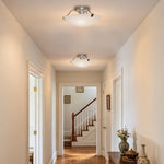 3-light ceiling lamp fixture metal glass semi-flush mount nickel light bulb