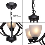 5 light alabaster glass chandelier black modern pendant light fixture