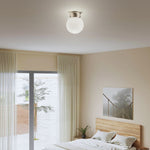 1 light flush mount lamp metal glass ceiling fixture nickel light fixture