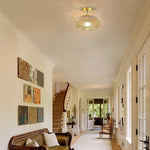 1-light ceiling light metal glass light fixtures amber gold semi flush mount