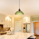 Hand-blown pendant light glass hanging fixture green ceiling lamp
