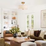 12.5 inch mount flush light fabric metal bedroom light gold Flush Mount light