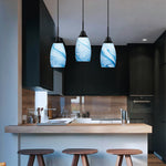 3 Pack bulbs light black blue pendant light glass hanging light