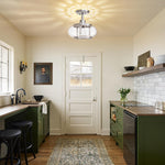 1-Light flush mount ceiling light alloy steel glass semi flush mount silver ceiling mount