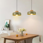 12.6in Adjustable kitchen island metal wood hanging lamp olive green pendant fixture