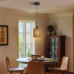 2 Pack hanging light brown black farmhouse chandelier metal rattan pendant lights