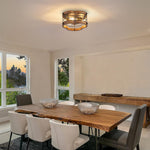 3 lights on a ceiling metal wood kitchen light brown flush mount light