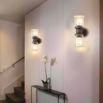 2-Light farmhouse wall sconces glass metal indoor wall light bronze vanity lighting