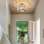 2-Light farmhouse lamp decor seeded dark bronze semi flush mount alloy steel glass ceiling light