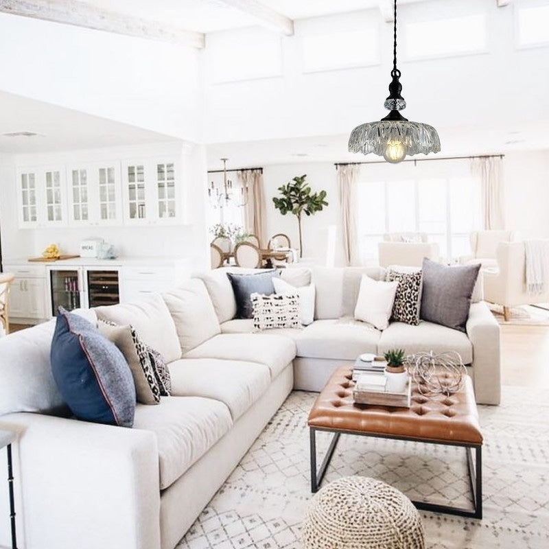 Adjustable hanging light black island lamps glass pendant light