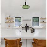 Adjustable height pendant light green hanging lights glass, metal kitchen island lights