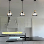 Adjustable kitchen island lights oak hanging light wood, glass, metal pendant Light