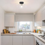 Farmhouse Semi Flush Mount Close to Ceiling Lights industrial black ceiling lighting fixture with glass shade