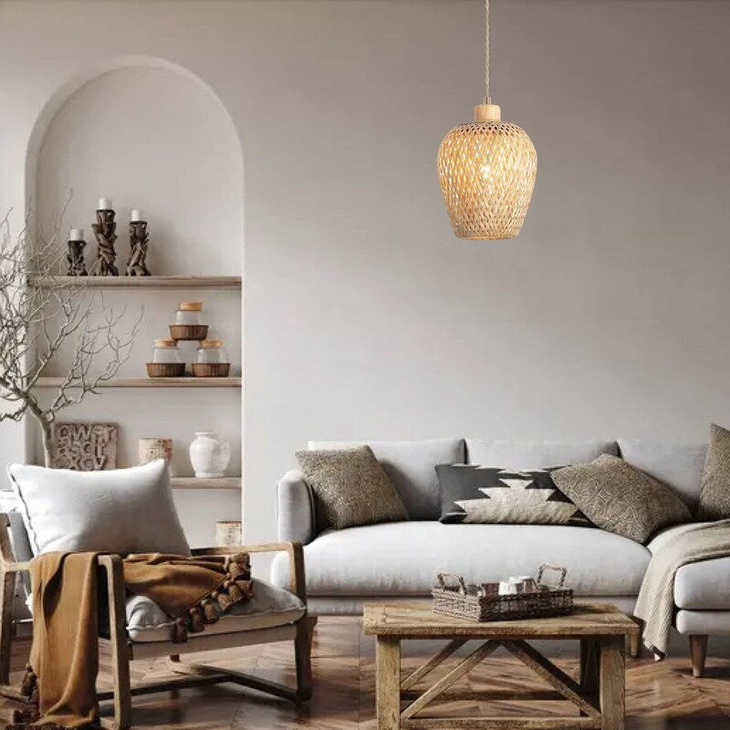 Farmhouse kitchen island lights natural hanging light fixtures bamboo pendant light