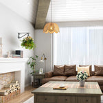 Farmhouse pendant light natural hanging light rattan woven light fixture