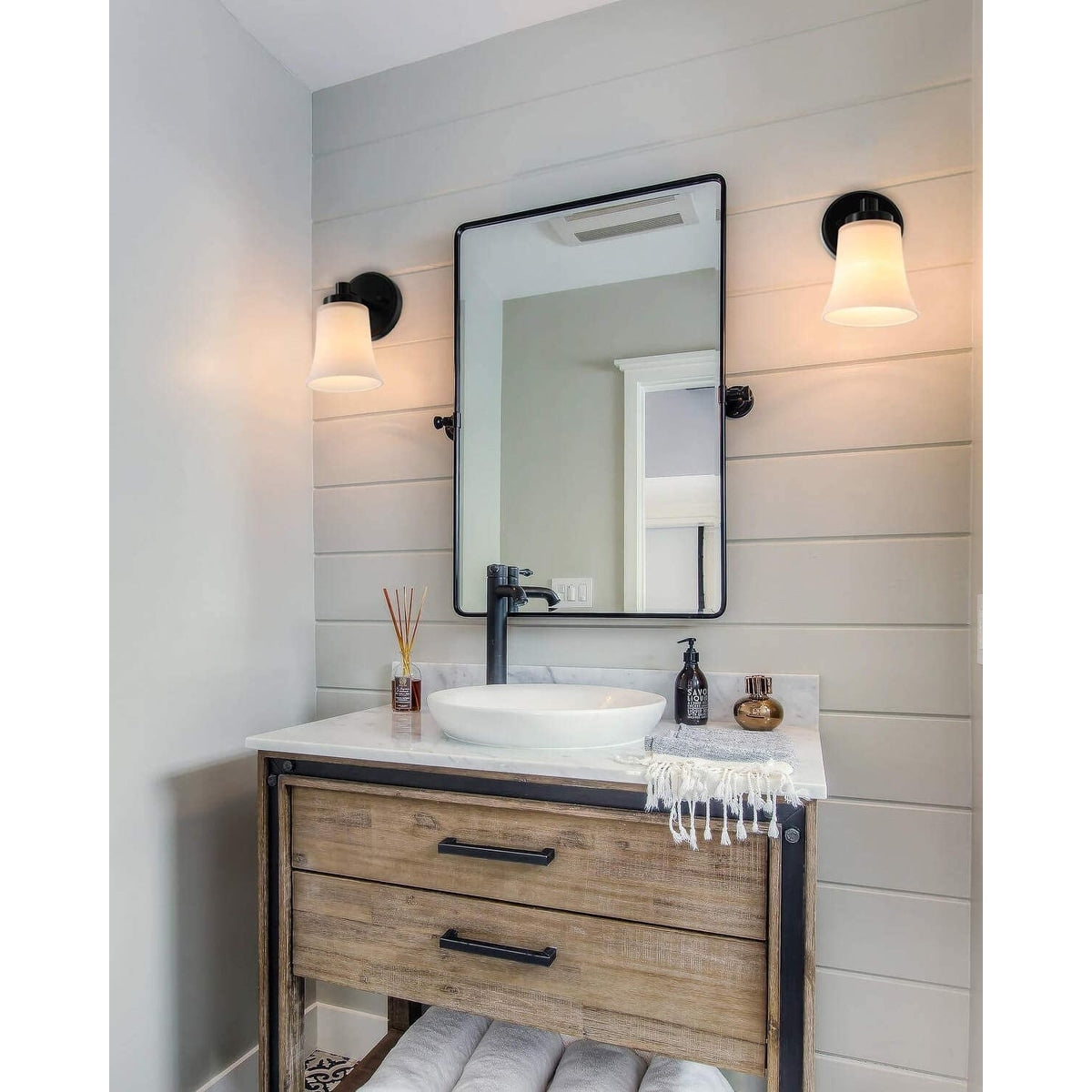 Industrial black wall sconce vintage glass wall lighting fixture