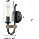 Industrial  farmhouse wall sconces glass wood wall lights