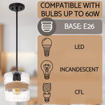 Moder pendant light fixture with hammered glass shade industrial black hanging light