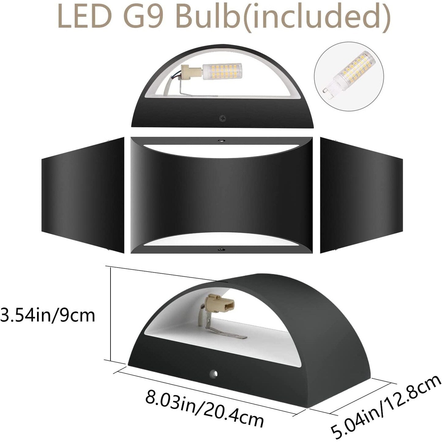 Modern black LED wall sconce indoor wall light fixture 2 pack wall mount lighting