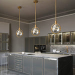 Modern crystal pendant lamp gold mini LED hanging light rod kitchen island chandelier
