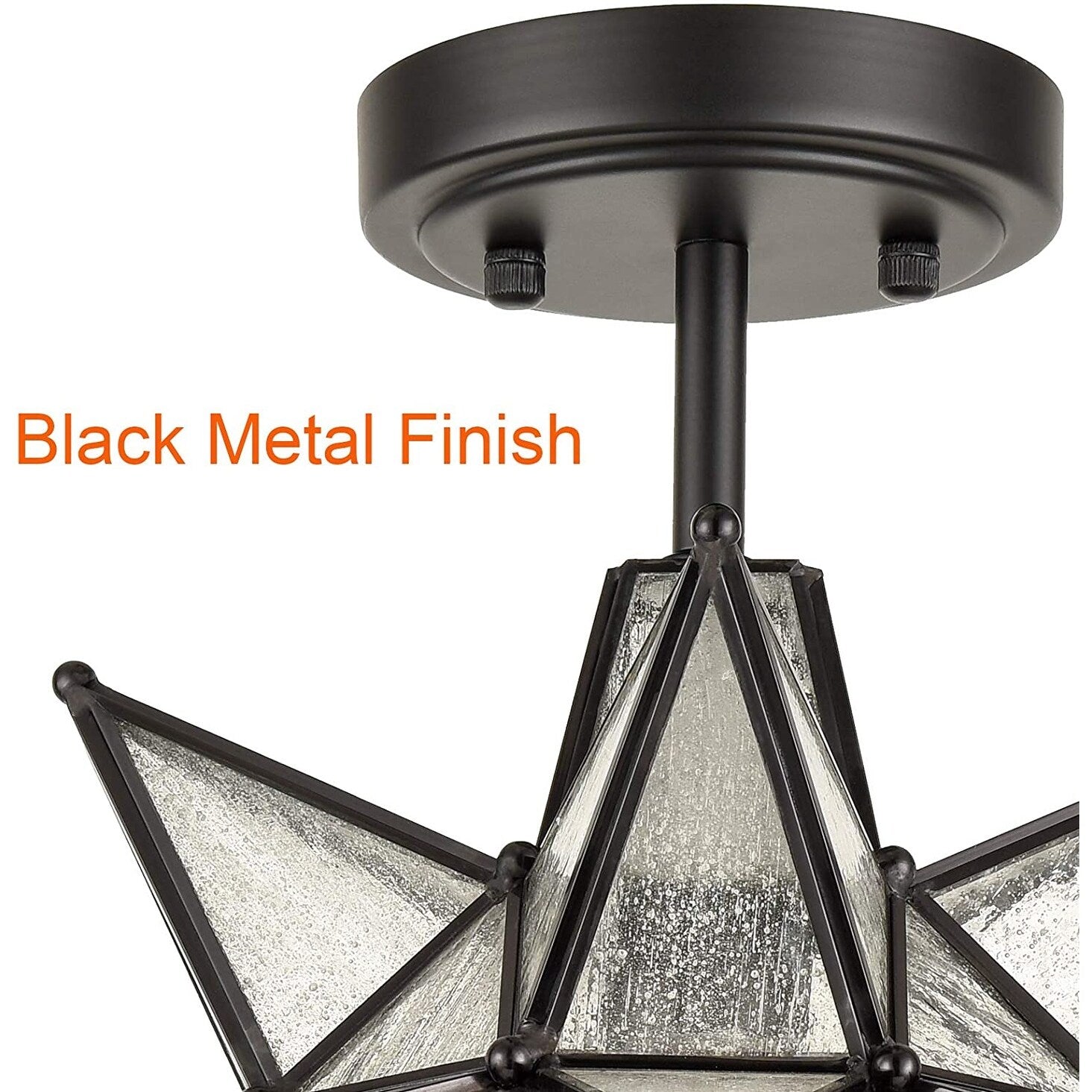 Moravian Star semi flush mount ceiling light fixture black metal ceiling lamp - N/A