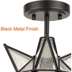 Moravian Star Semi Flush Mount Ceiling Light Seeded Glass Close to Ceiling Lamp