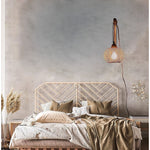 Plug in sconce light orange wall light rope, wood,bamboo,metal, diningroom light