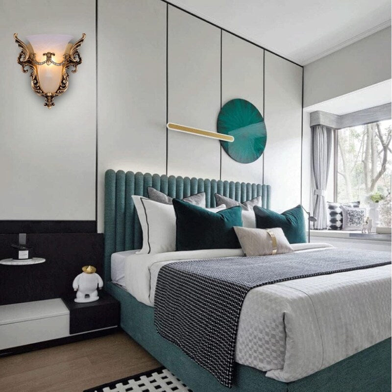 Unique sconce light gold wall lighting glass bedroom lights