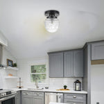 Vintage ceiling light black mount flush light glass, metal hallway lighting