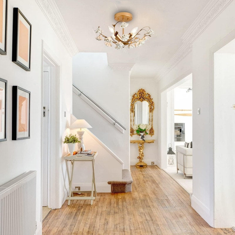 Vintage ceiling lighting gold light fixture ceramic hallway lighting