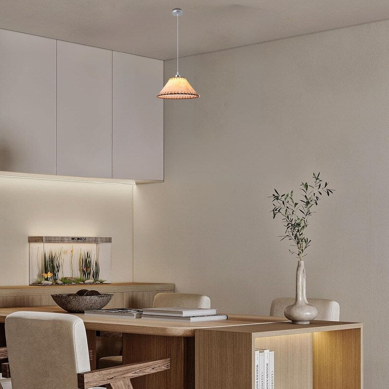 Vintage pendant light brown hangable light fabric island lights