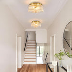 3 Lights bulbs light glass stainless steel ceiling light gold light fixture