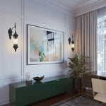 1 Pack wall sconce black wall lightingglass, iron bedroom wall light