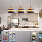 3 Light kitchen ighting blue white pendant lights  faux rattan pendant light