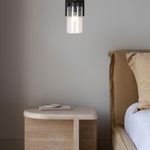 1 Light wall sconces black and wood wall lighting glass, metal bedroom wall light