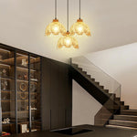 3 Pack chandelier lights bamboo flower dining lights bamboo pendant light