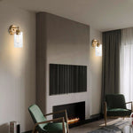 Cylinder shade vanity light fixtures metal glass wall light brass gold wall sconce