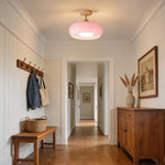 1-Light bulb light glass flush mount ceiling fixture pink ceiling light