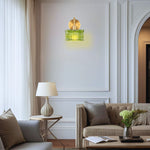 2 Pack lights bulb green ripple wall sconces glass wall lights