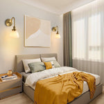 LED wall sconce gold wall light brass, glass wall light fixture