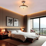 5-Light led light brown wood grain gold ceiling light glass iron metal light fixture