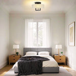 3 light flush light fabric iron shade lamp cream Entryway light
