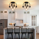 3 Light light fixtures metal semi flush mount black gold ceiling lamp