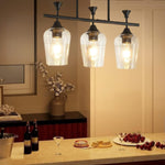 3 Light dining light fixtures matte black hanging lighting glass, metal pendant light