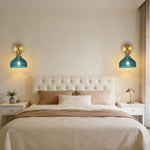 2 Pack bulb light metal glass light fixture blue gold wall sconces