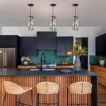 2 Pack island pendant lights aluminum crystal dining light black pendant light