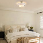 3-light light bulbs fabric metal light fixture silver gold flush mount ceiling light